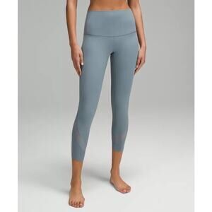 Lululemon wunder under crop leggings scallop HR blue